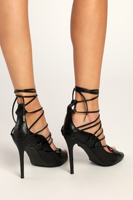 Sayela Black Lace-Up High Heels