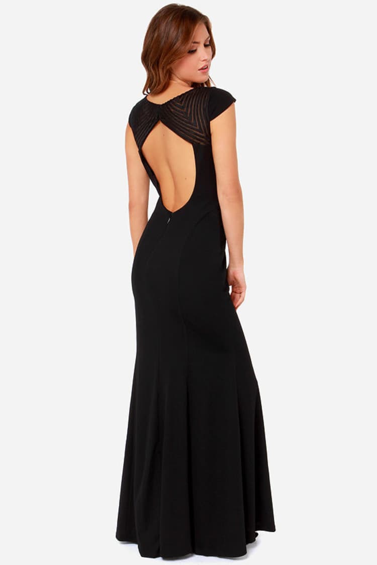 Lovely Black Dress - Cap Sleeve Dress - Maxi Dress - $248.00