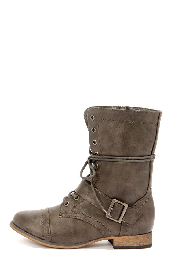 taupe combat boots