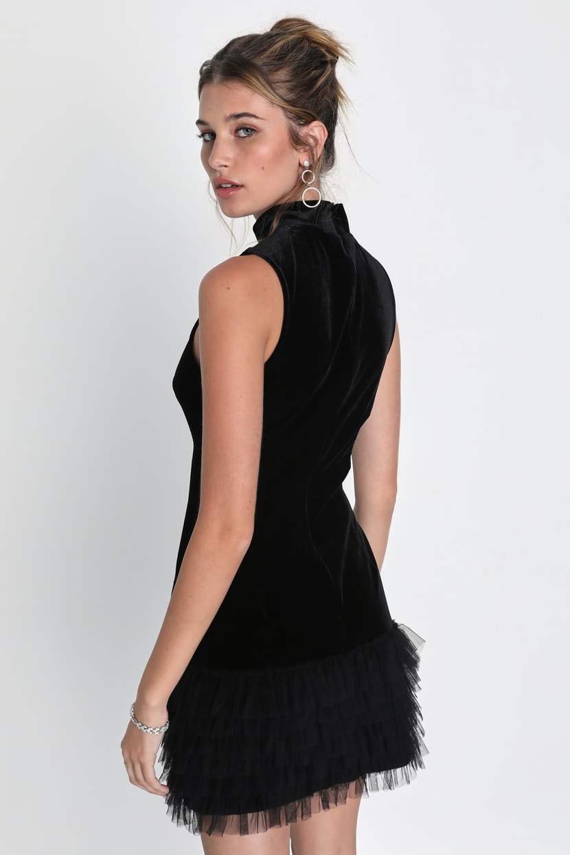 Black Velvet Dress - Velvet Mini Dress - Drop Waist Mini Dress - Lulus