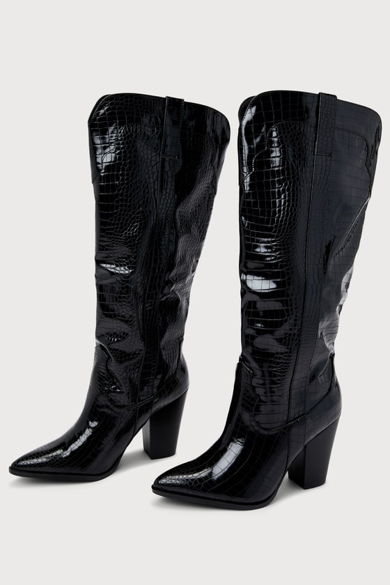 FRANCOISE/B1422: SHINY BLACK CROC 2