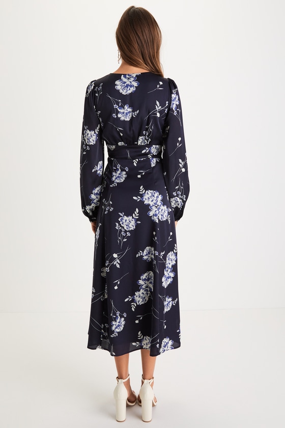 midi navy floral dress