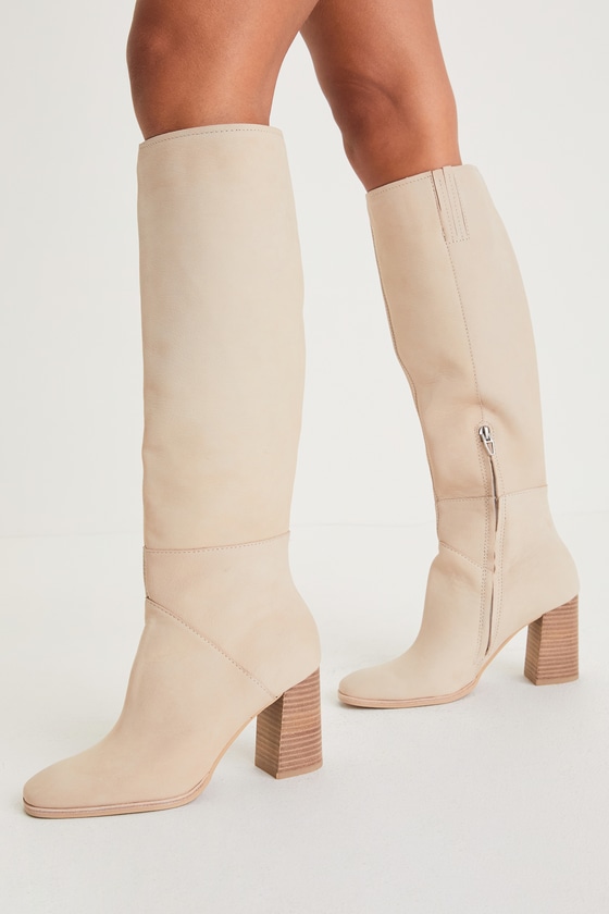 Dolce Vita Flynn Sand Nubuck Leather Boots KneeHigh Boots Lulus