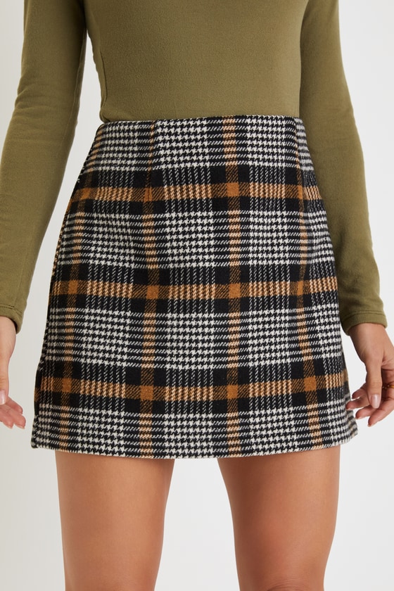 Preppy Personality Black Multi Plaid Mini Skirt 4