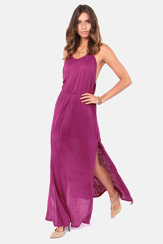 Sexy Magenta Dress - Backless Dress - Maxi Dress - $40.00