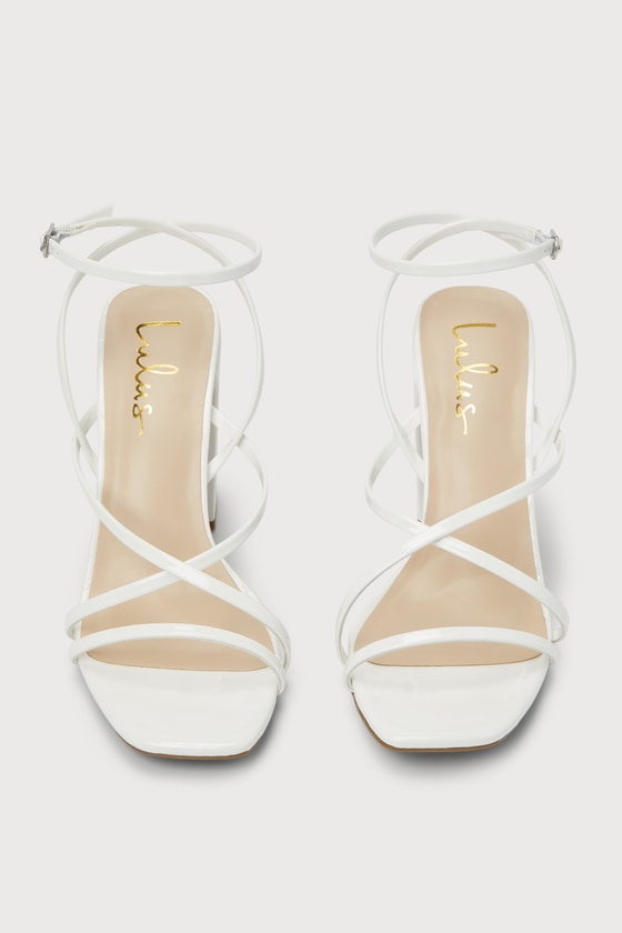 Munro White Patent Strappy Ankle Strap High Heel Sandals 1