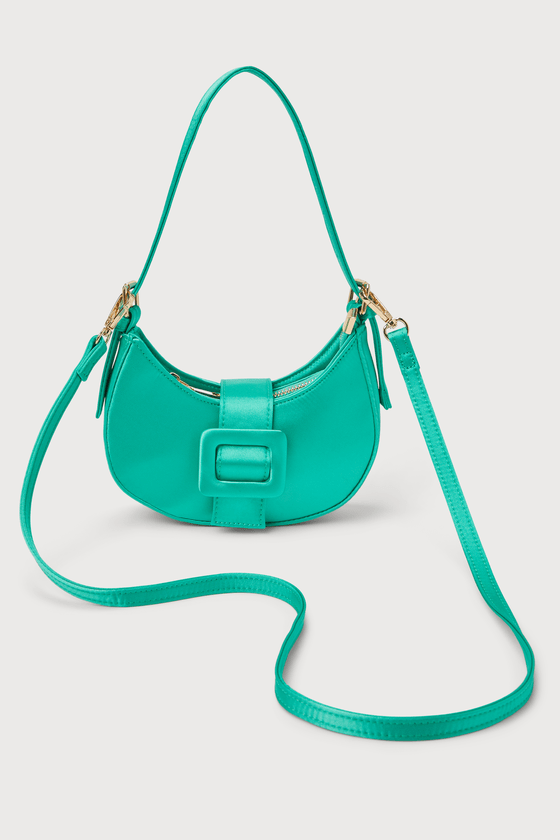 Cute Teal Green Bag - Satin Shoulder Bag - Buckle Bag - Lulus