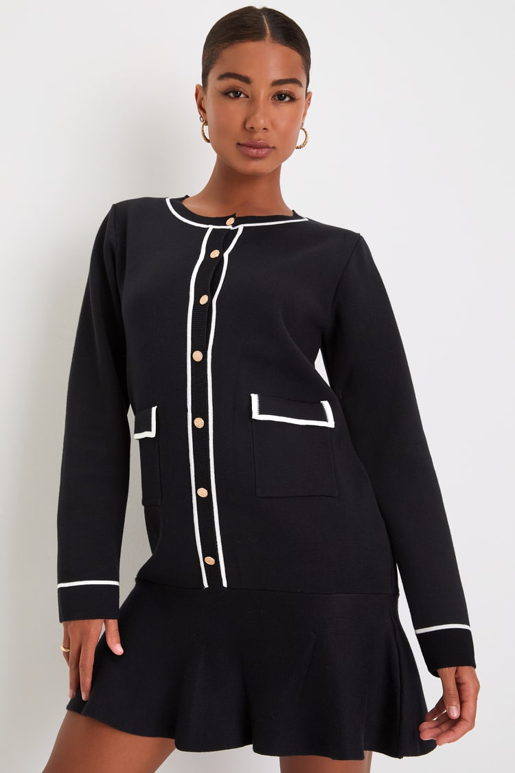 knee length dresses for ladies Anna-Kaci Women's Cable Knit Button-Up Cardigan and Mini Skirt Set main image 1