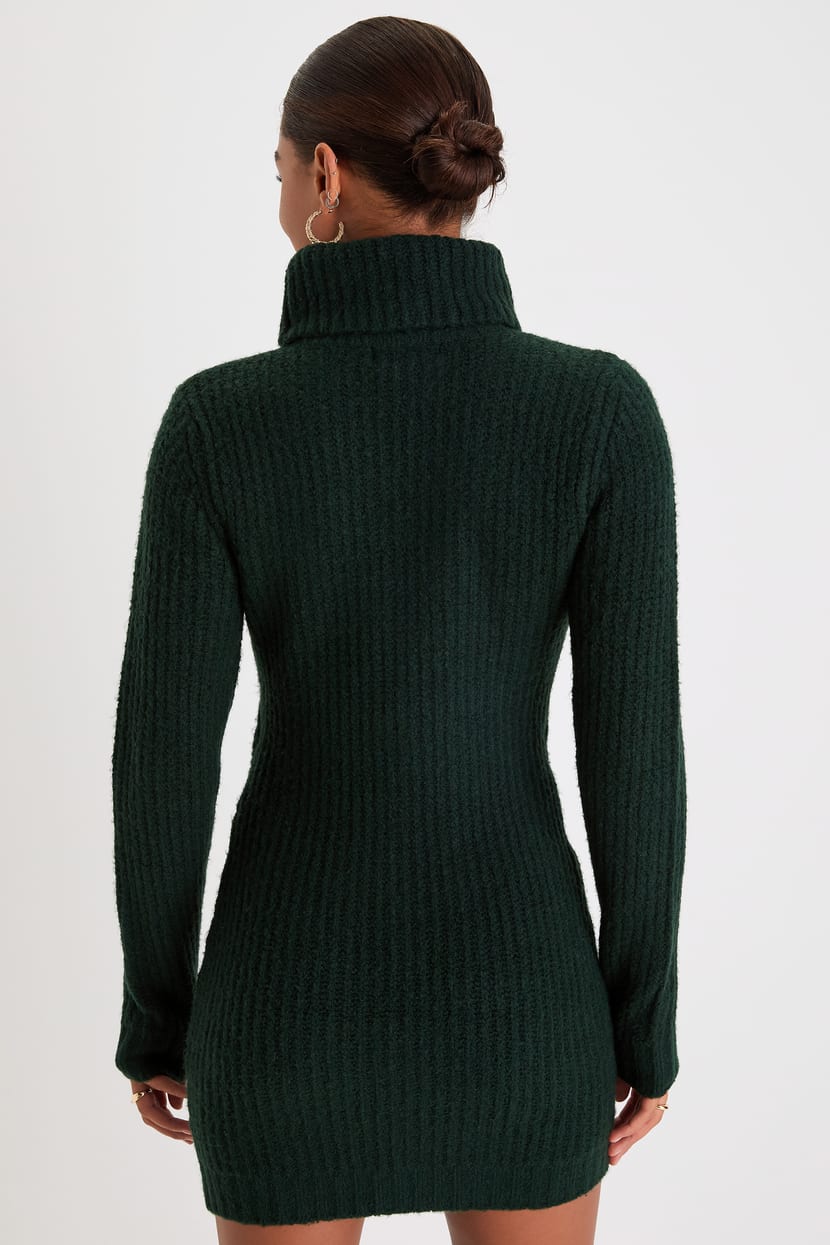 emerald green turtleneck dress Enchanting Night Velvet Ribbed Emerald Dress – Three Cords Boutique main image 0