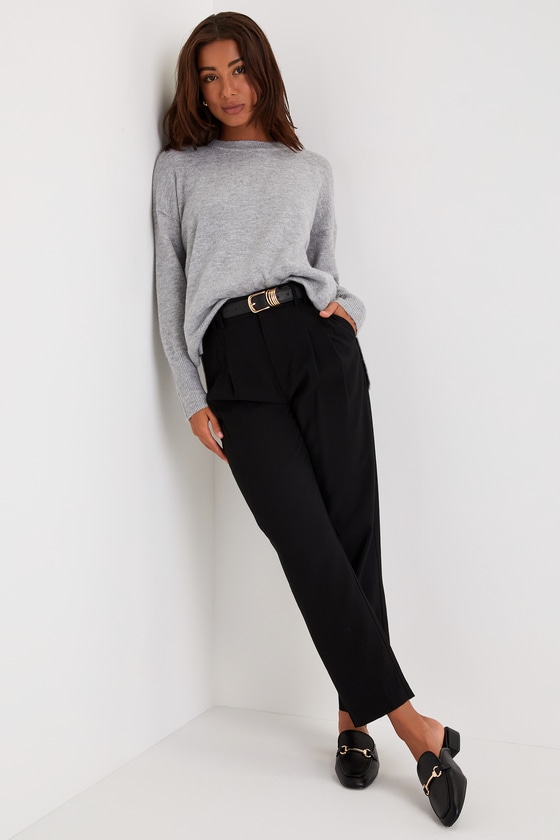 Grey Pullover Sweater - Oversized Sweater - Crew Neck Sweater - Image 2