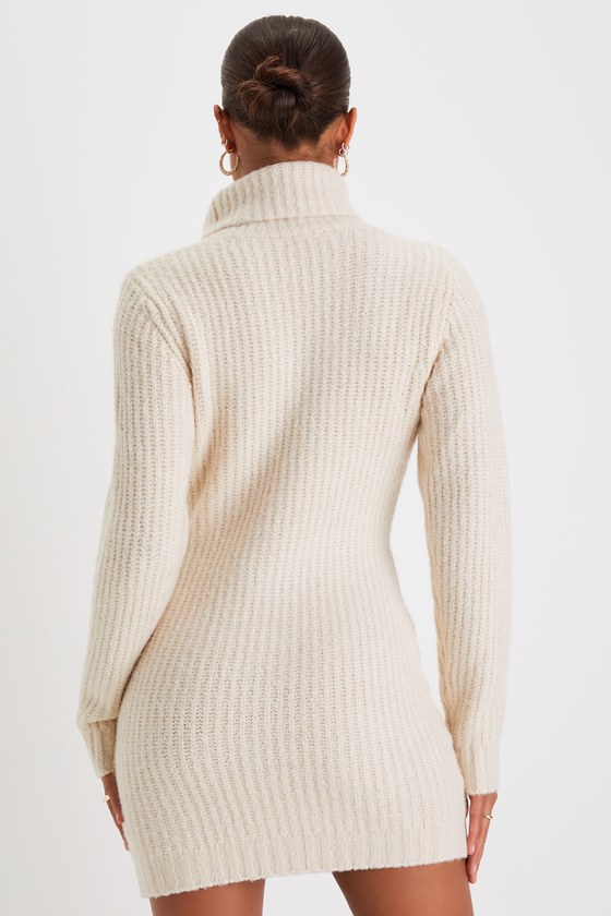Ivory Sweater Dress - Mini Sweater Dress - Cable Knit Mini Dress