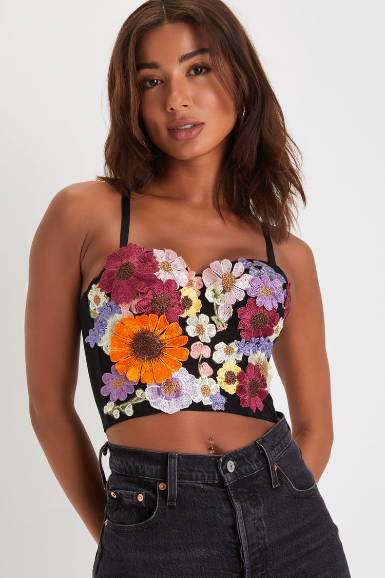 Floral Embroidered Bustier Top