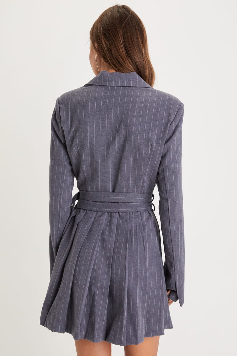 Steve Madden Odette - Grey Pinstriped Dress - Blazer Mini Dress - Lulus