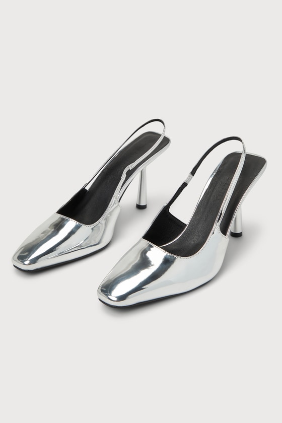 Belinda Silver Chrome Slingback Pumps 2