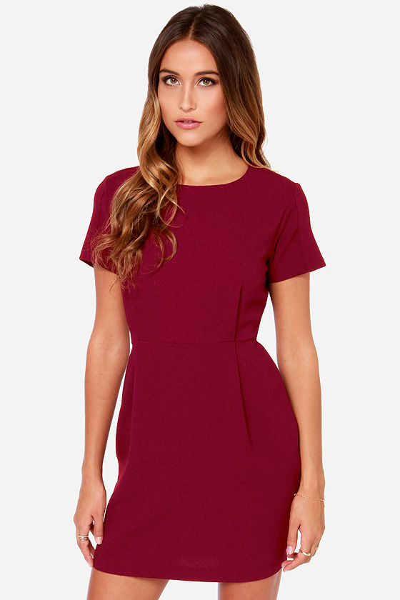 Chic Burgundy Dress - Zipper Dress - Short Sleeve Dress - $82.00 - Lulus