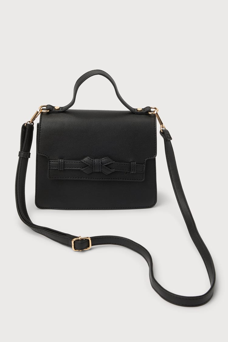 Cute Black Handbag - Vegan Leather Crossbody Bag - Black  display picture 1