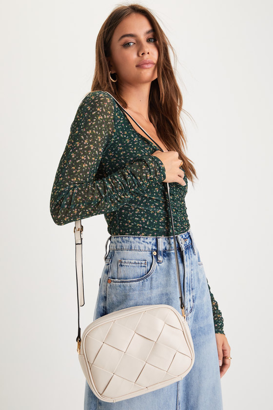 Cream Crossbody Bag Woven Crossbody Vegan Leather Crossbody Lulus
