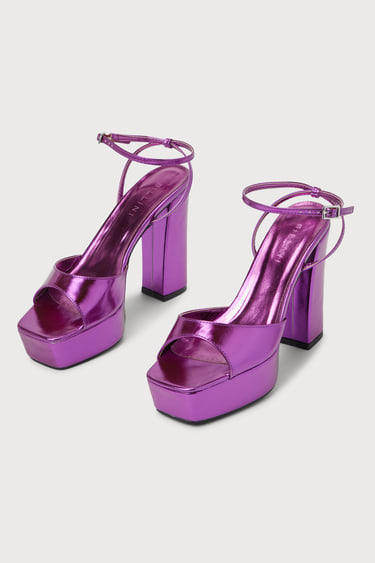 Billini Purple Myles Metallic Sandals Ankle Strap Heels Lulus