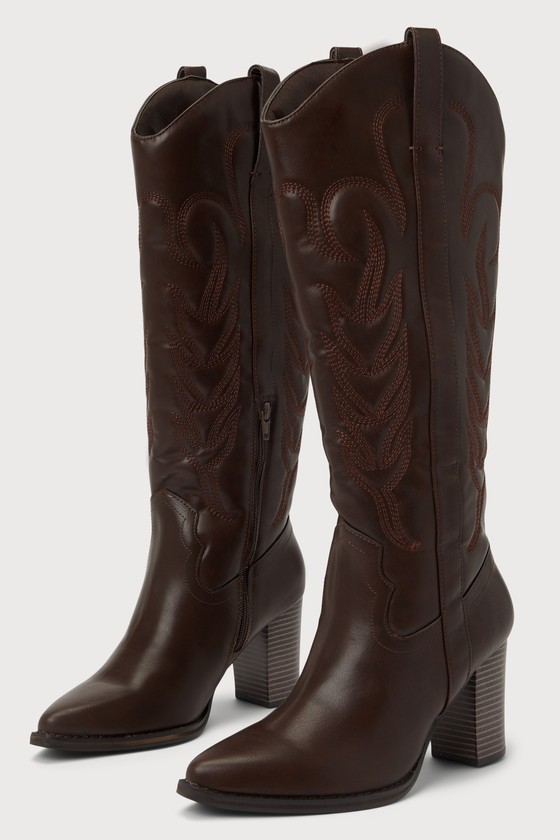 Matisse Aden Choco Brown Pointed-toe Knee-high Western High Heel Boots