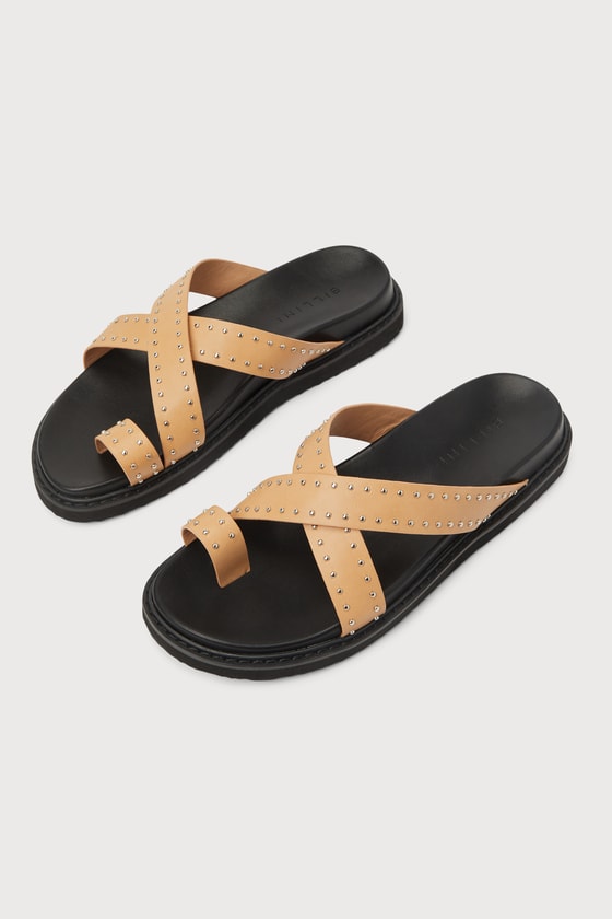 Billini Zori Desert - Beige Studded Sandals - Flat Slide Sandals - Lulus