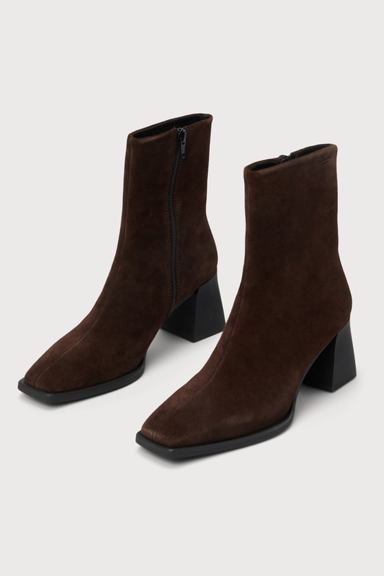 Vagabond Shoemakers Hedda Espresso Brown Suede Leather Mid-calf High Heel Boots