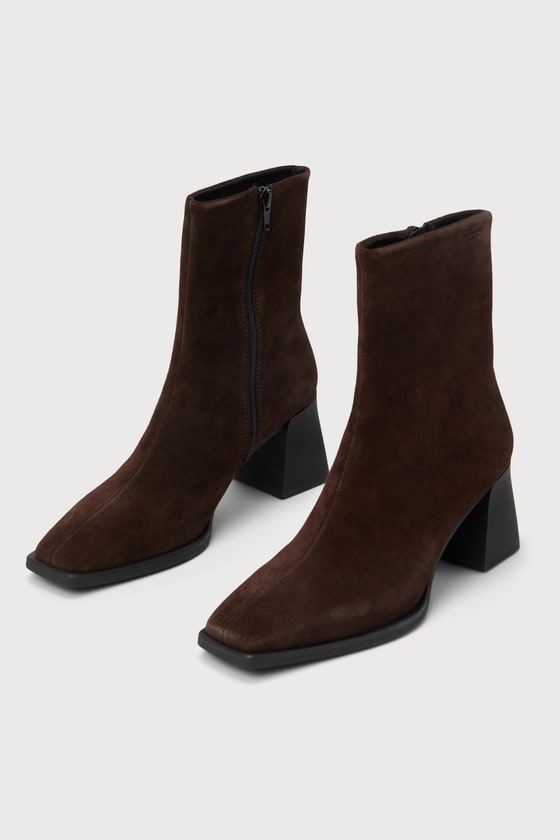 Hedda Espresso Brown Suede Leather Mid-Calf Boots 2