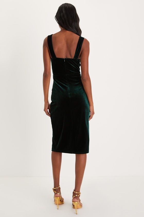 Baby, You're The One Emerald Green Velvet Sleeveless Midi Dress 2