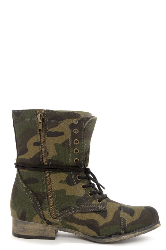 Cute Camo Print Boots LaceUp Boots Combat Boots 42.00