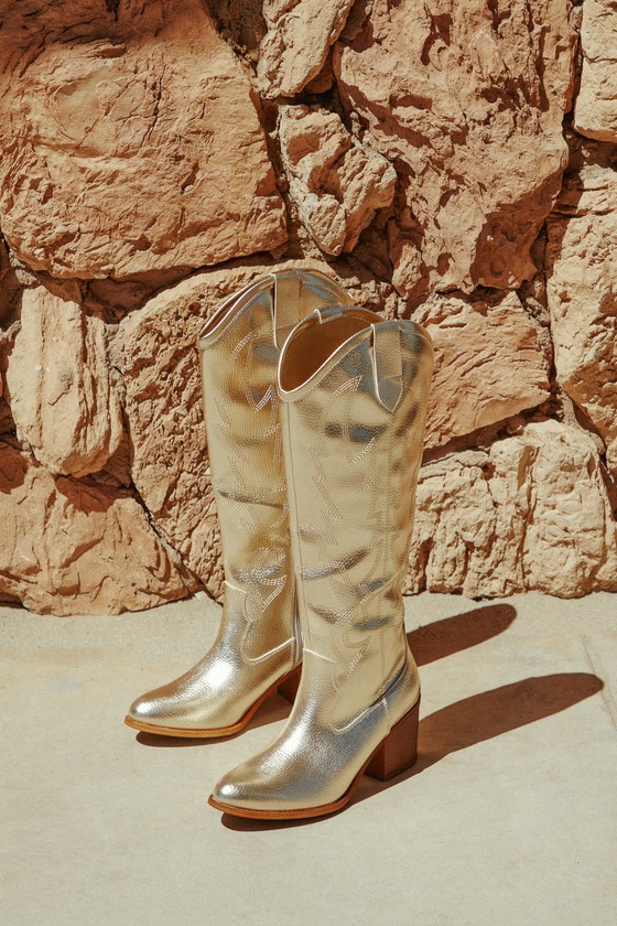 Upwind Gold Western Knee High Boots 1