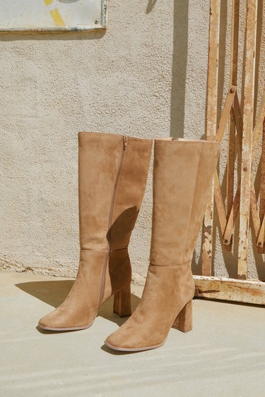 Square Toe Boots Knee High Boots Camel Boots Suede Boots Lulus