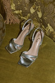 Manzie Silver Metallic Slingback High Heel Sandals