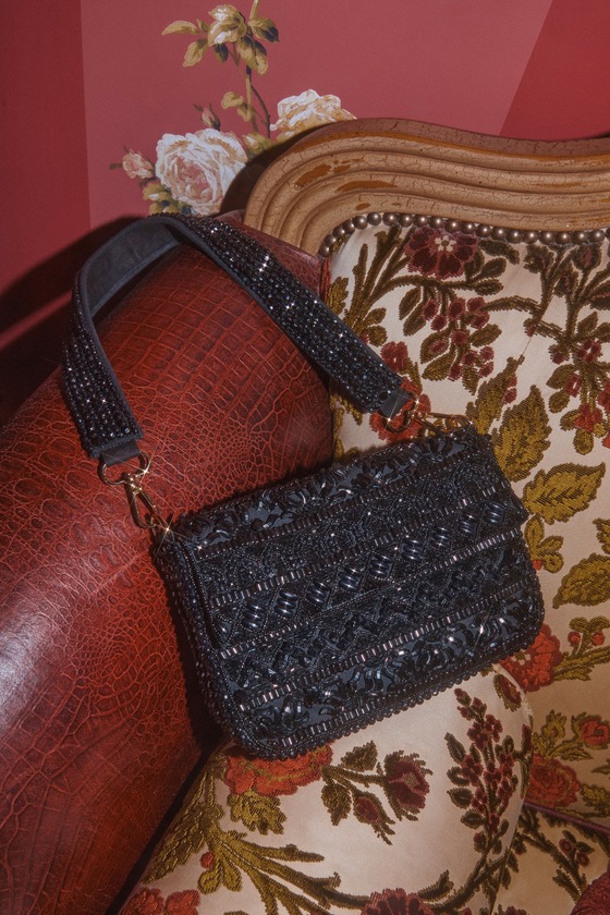 Captivating Aura Black Beaded Shoulder Bag 1