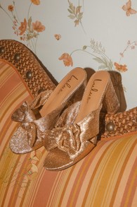 Dorothea Rose Gold Knotted High Heel Sandals