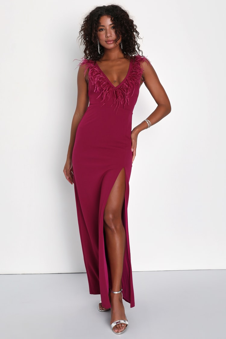 chinese dress ladies Second Glances Crimson Berry Maxi Dress – Anjouil's