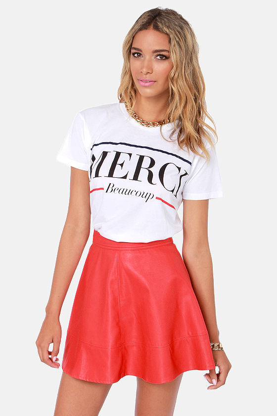 Cute Red Skirt Vegan Leather Skirt 43.00 Lulus
