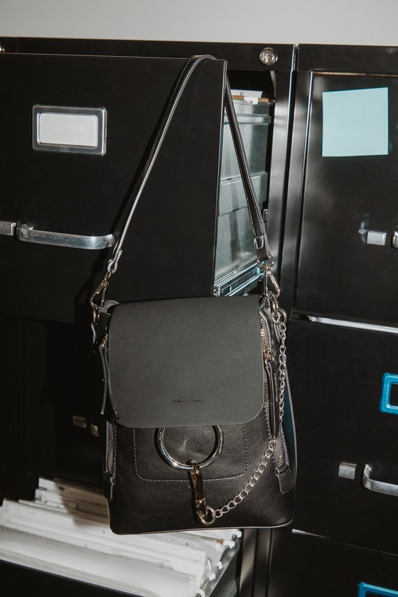Sidewalk Stunner Black Vegan Leather Backpack 1