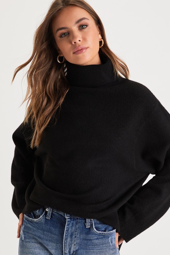 Chic Black Sweater - Long Sleeve Sweater - Turtleneck Sweater - Lulus