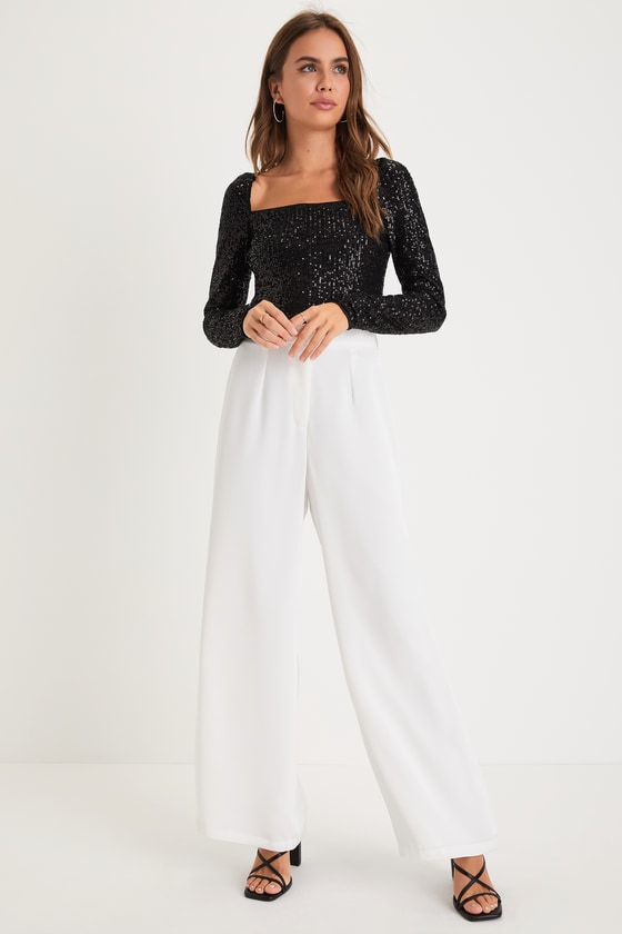 Glamorous Passion Black Sequin Long Sleeve Bodysuit 4