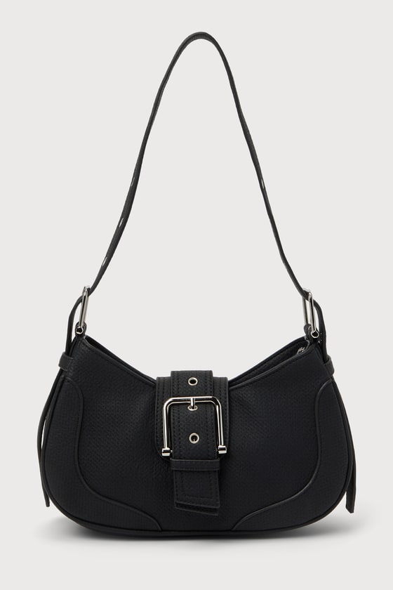 Lulus Cool Edge Black Buckle Shoulder Bag