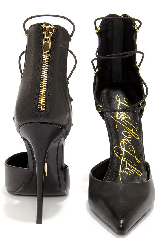 Lust for Life Kiss Me Black Leather High Heels
