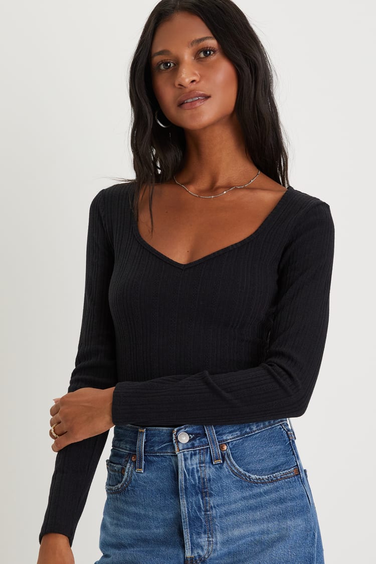 Black Unstoppable Piped Knit Bodysuit