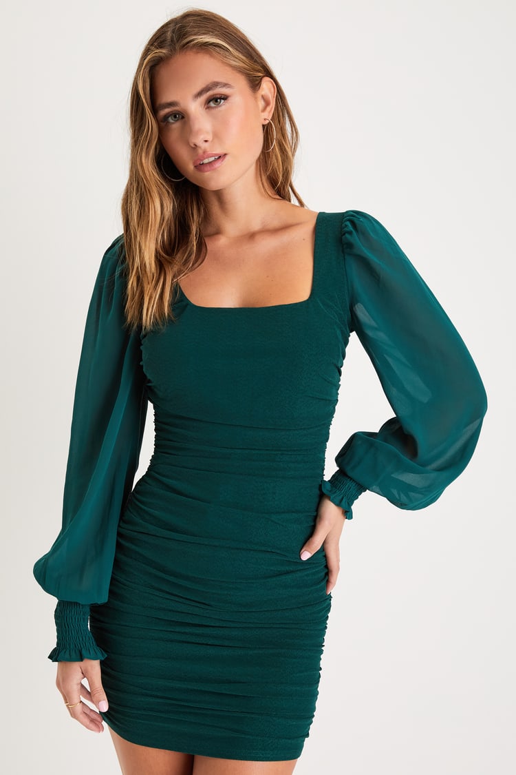 slim fit dress slacks Rihoas Chic Knit Sweater Dress Long Sleeve Mini Dress for Holiday Party,Cocktail Party,Date Night, Green / US|12 main image 0
