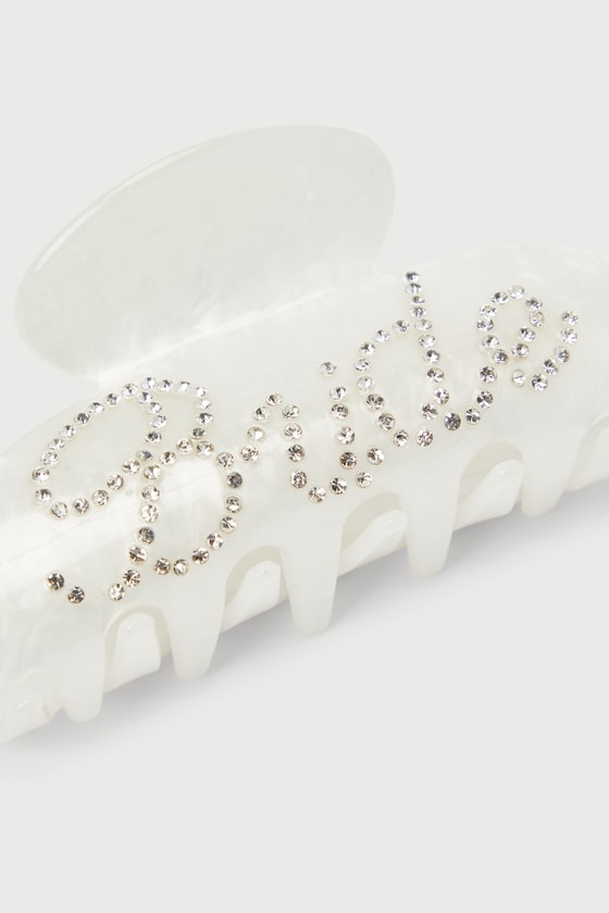 Bride Idea White Rhinestone Bride Claw Clip 2