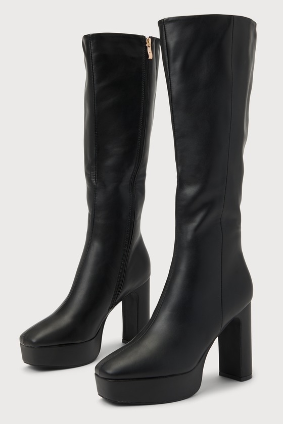 Billini Ximena Black Platform Knee-high High Heel Boots