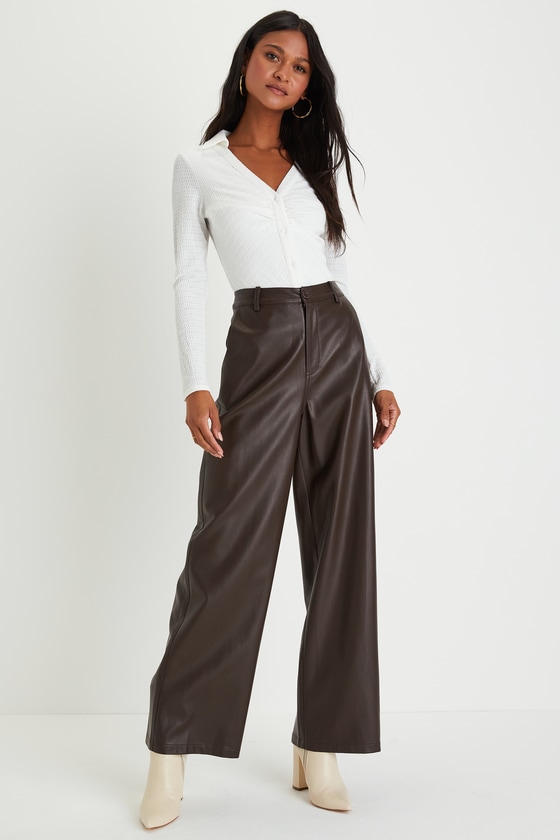Men's Classic Fit Solid Dark Brown Flat Front Wool Dress Pants | The Suit  Depot
