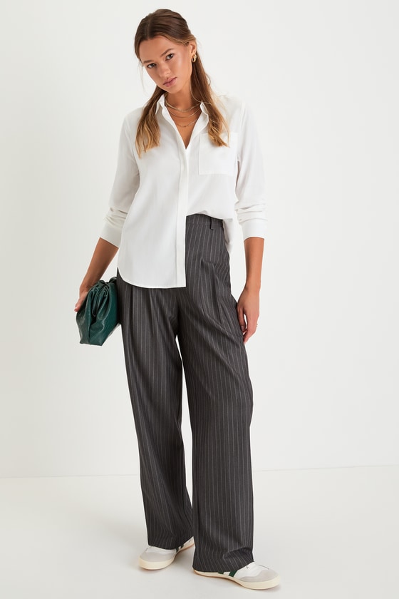 Elevated Aesthetic Ivory Collared Long Sleeve Button-Up Top 4