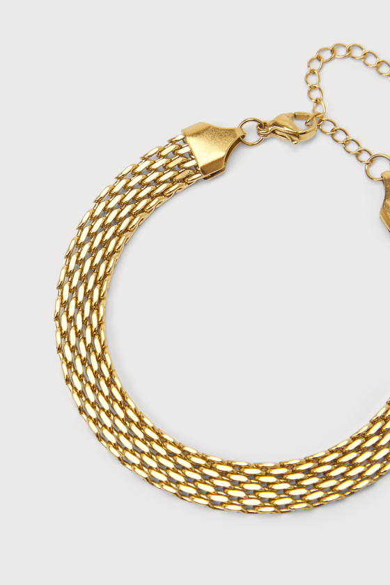 Remarkably Resplendent Gold Mesh Bismark Chain Link Bracelet 3