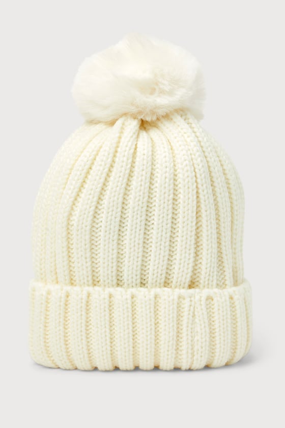 Cream Ribbed Beanie Pom Pom Beanie Pom Pom Hat Beanie Lulus