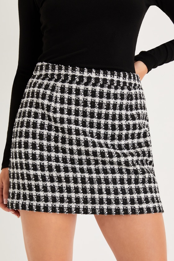 Black and White Tweed Skirt - Plaid Mini Skirt - Tweed Skirt - Lulus