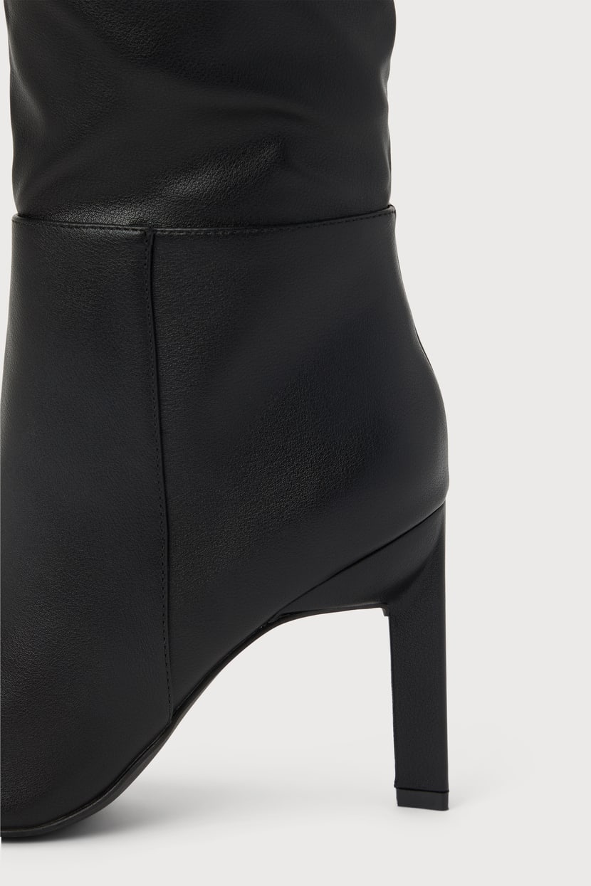 Olivet Black Pointed-Toe Knee-High Boots